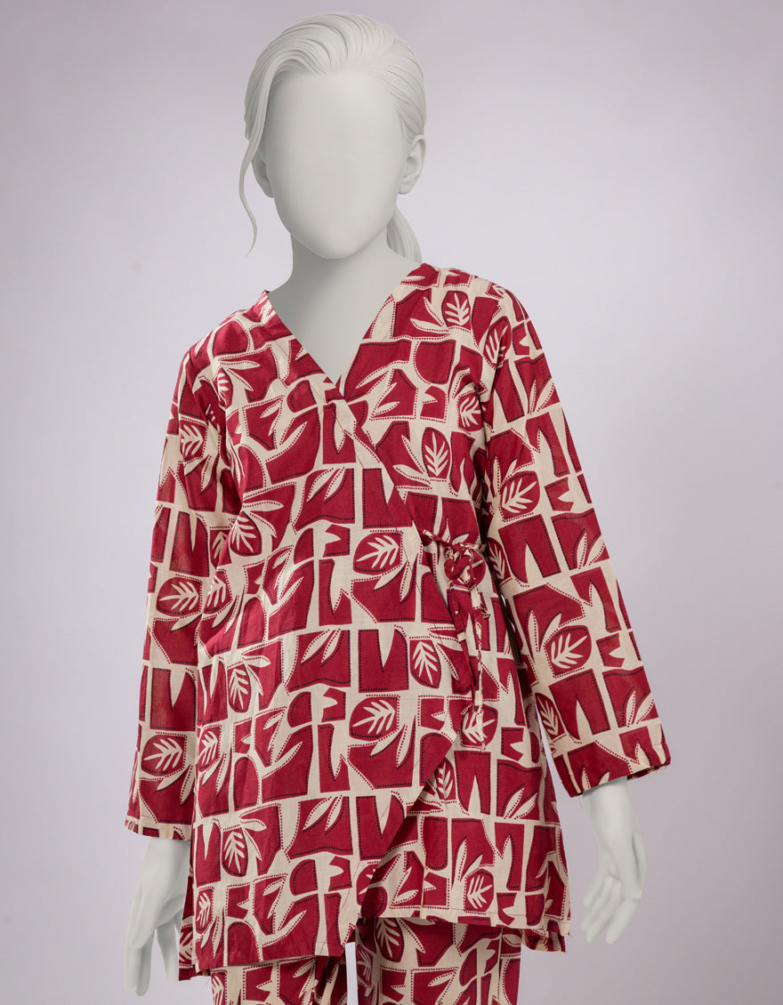 Lawn Red Kurti - J. Junaid Jamshed