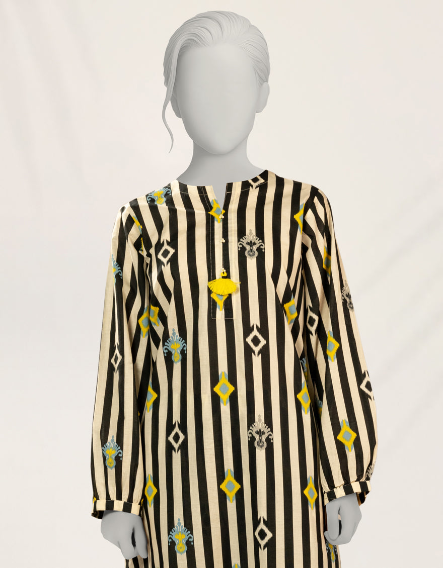 Lawn Off White Kurti - J. Junaid Jamshed