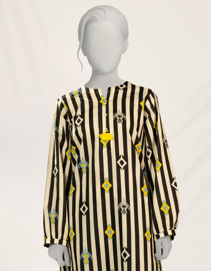 Lawn Off White Kurti - J. Junaid Jamshed