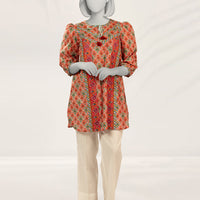 Raw Silk Orange Kurti - J. Junaid Jamshed