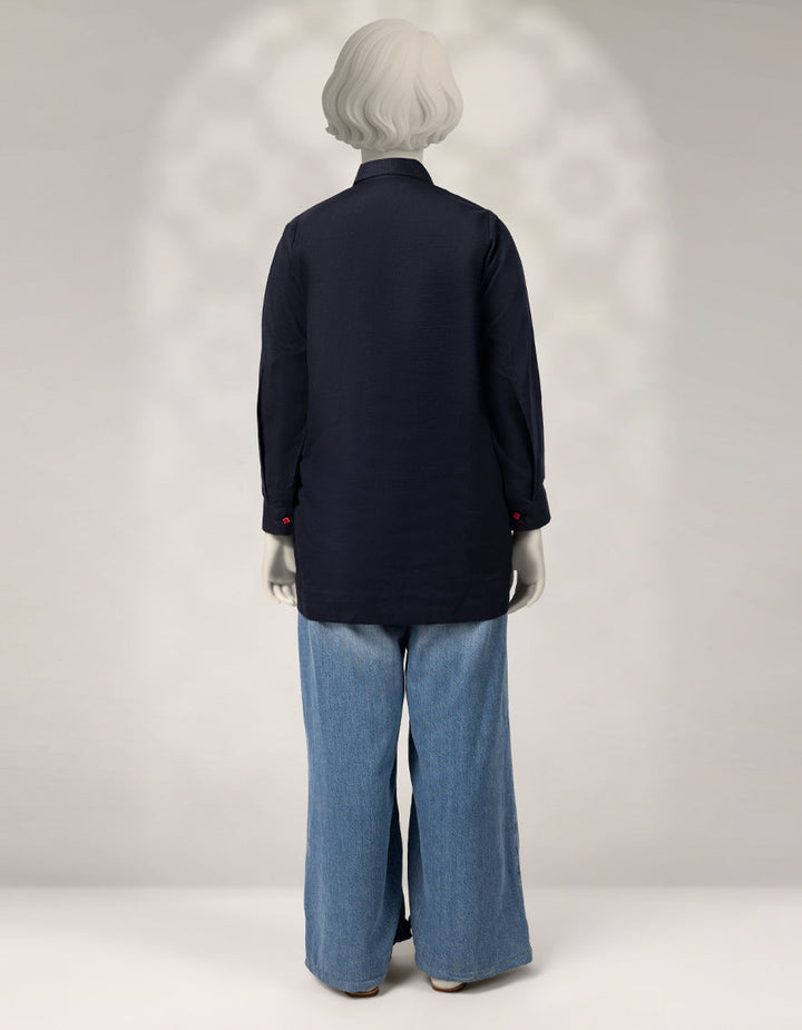 Khaddar Blue Kurti - J. Junaid Jamshed