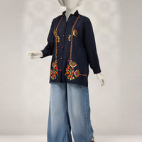 Khaddar Blue Kurti - J. Junaid Jamshed