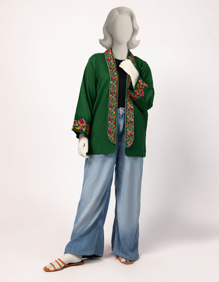 Khaddar Green Kurti - J. Junaid Jamshed