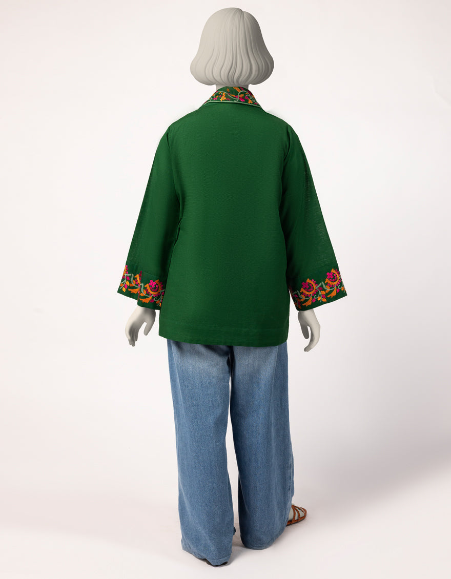 Khaddar Green Kurti - J. Junaid Jamshed