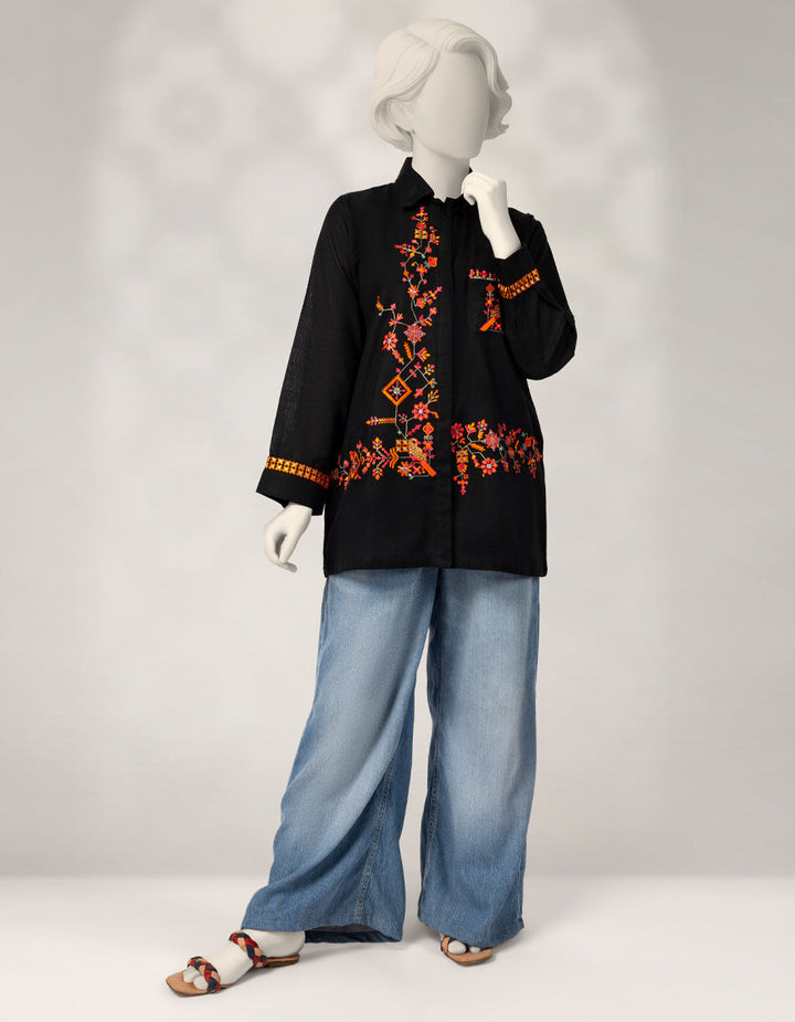 Khaddar Black Kurti - J. Junaid Jamshed