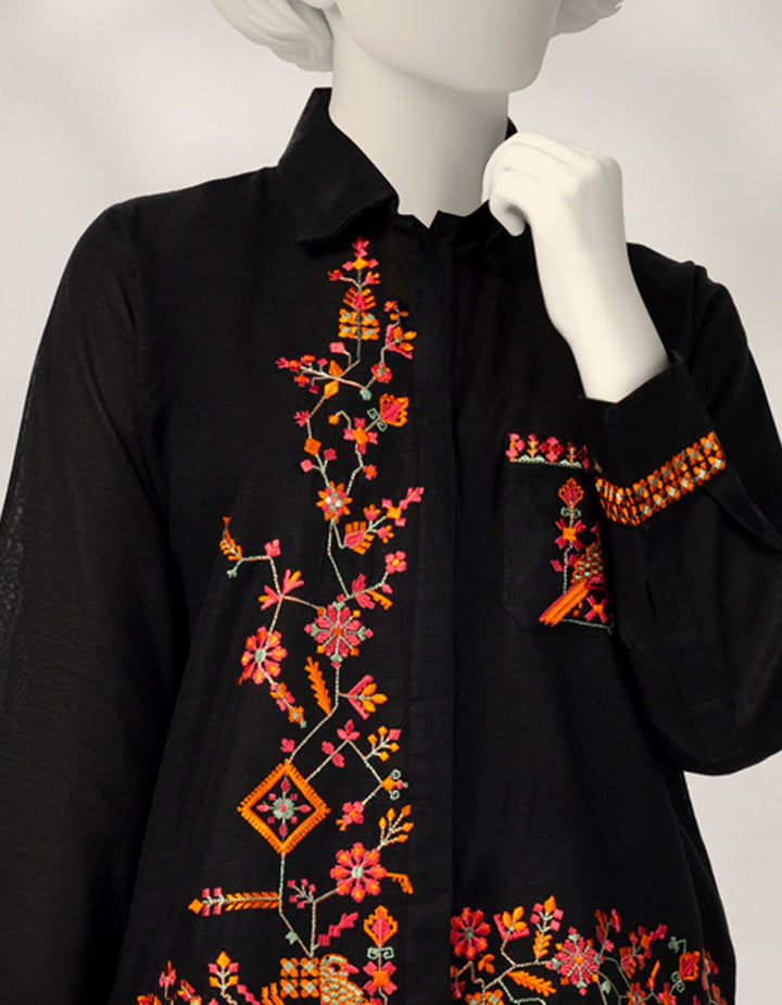 Khaddar Black Kurti - J. Junaid Jamshed