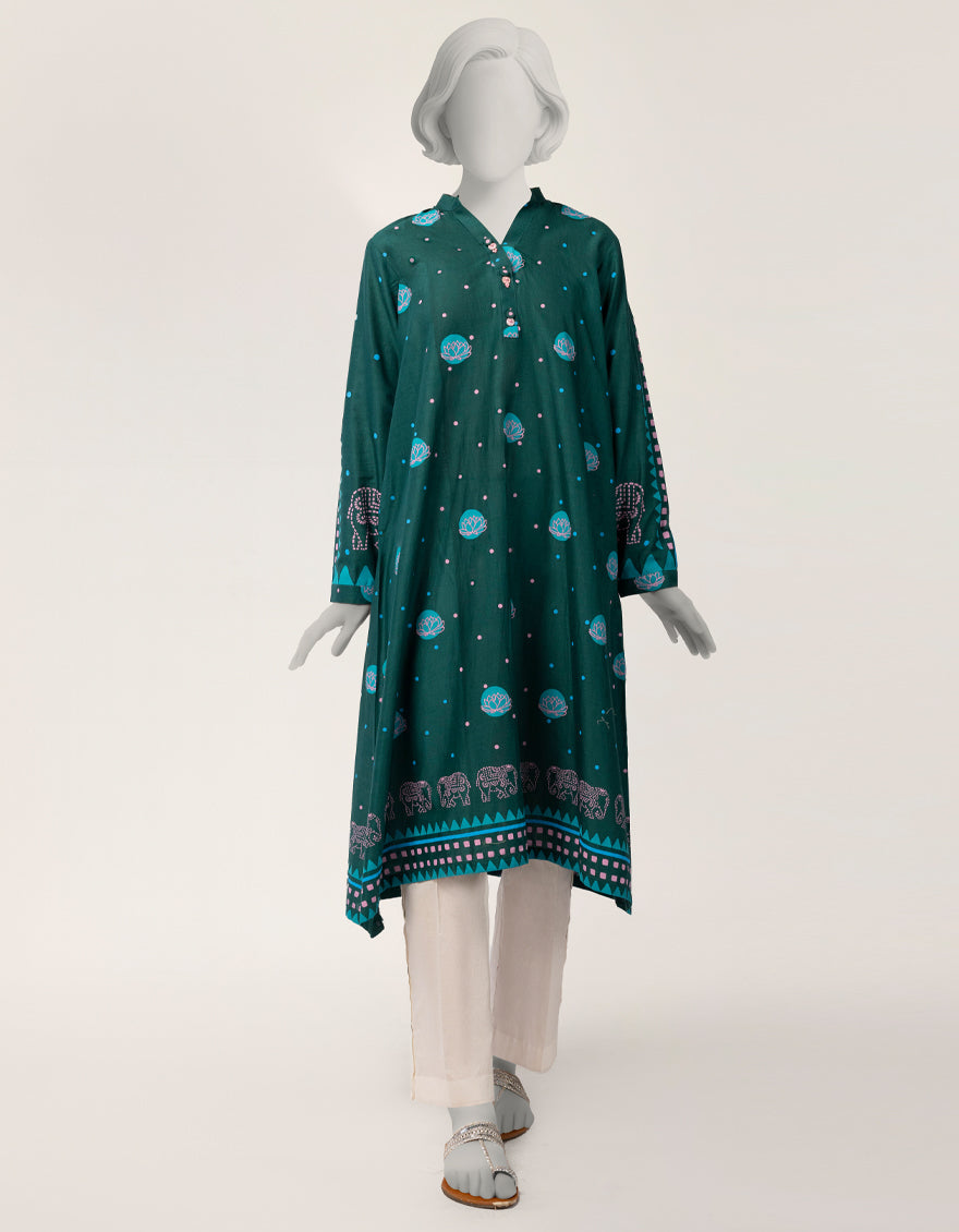Lawn Green Kurti - J. Junaid Jamshed