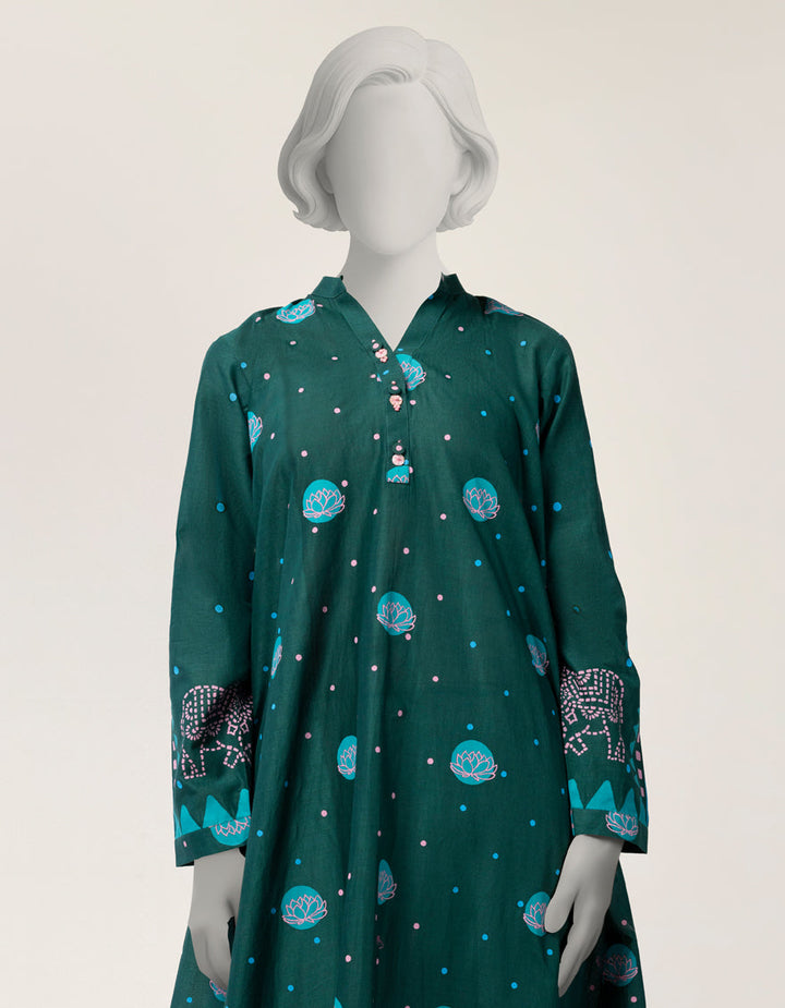 Lawn Green Kurti - J. Junaid Jamshed
