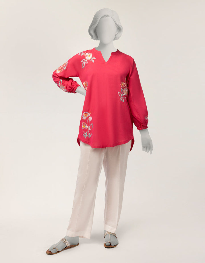 Lawn Pink Kurti - J. Junaid Jamshed