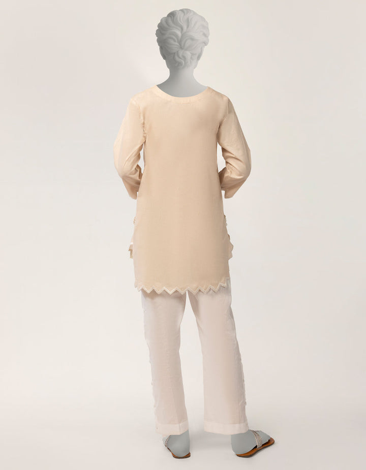 Lawn Beige Kurti - J. Junaid Jamshed