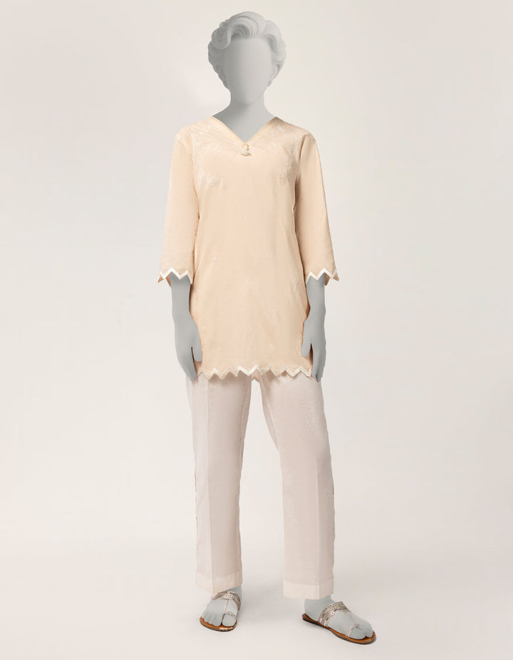 Lawn Beige Kurti - J. Junaid Jamshed