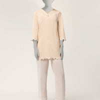 Lawn Beige Kurti - J. Junaid Jamshed