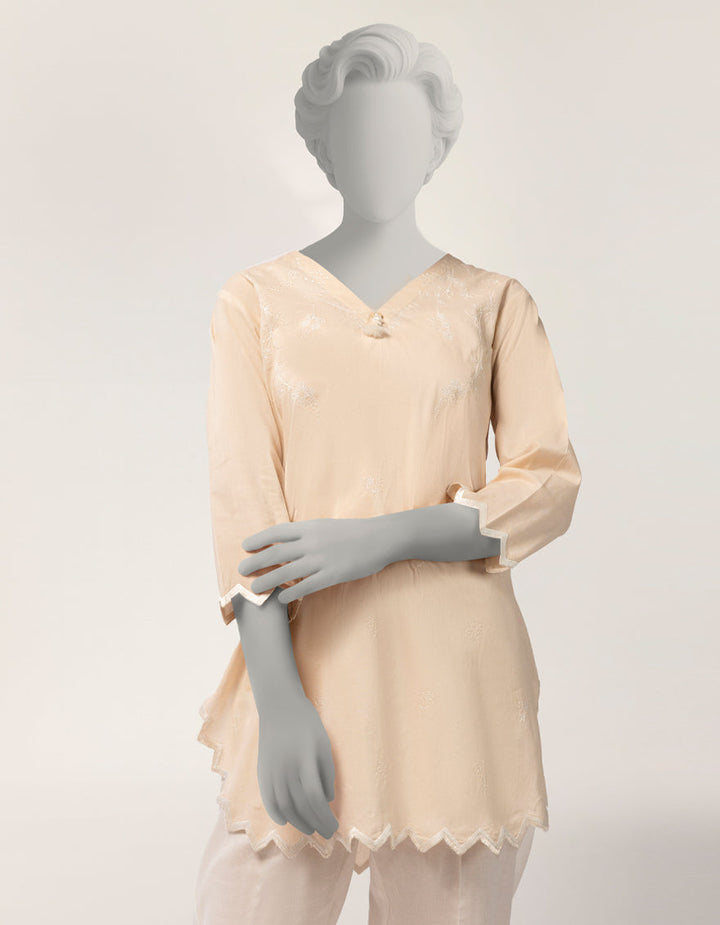 Lawn Beige Kurti - J. Junaid Jamshed
