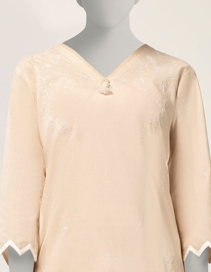 Lawn Beige Kurti - J. Junaid Jamshed