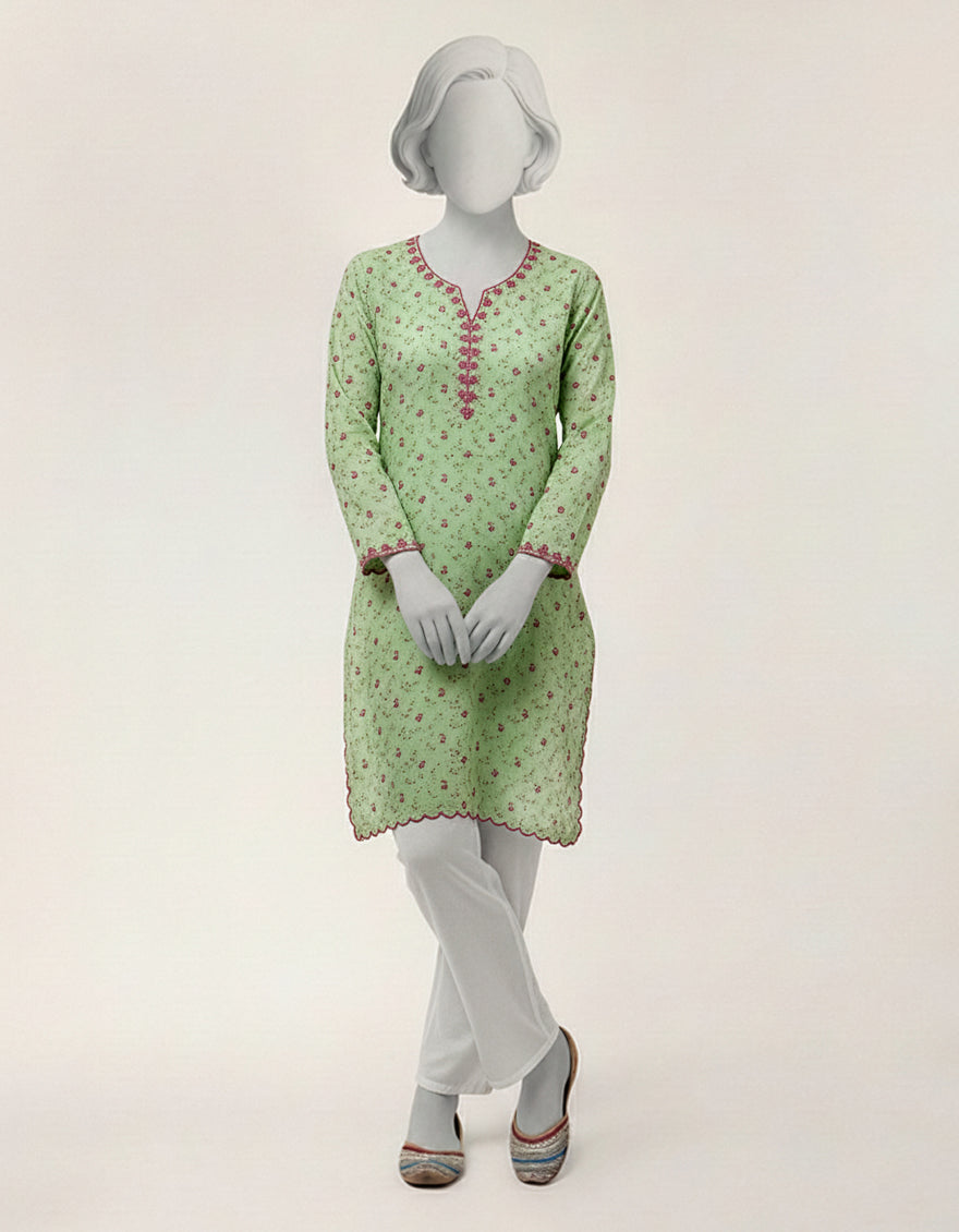Lawn Green Kurti - J. Junaid Jamshed