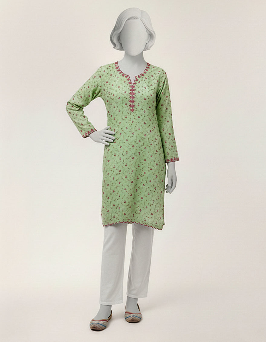 Lawn Green Kurti - J. Junaid Jamshed