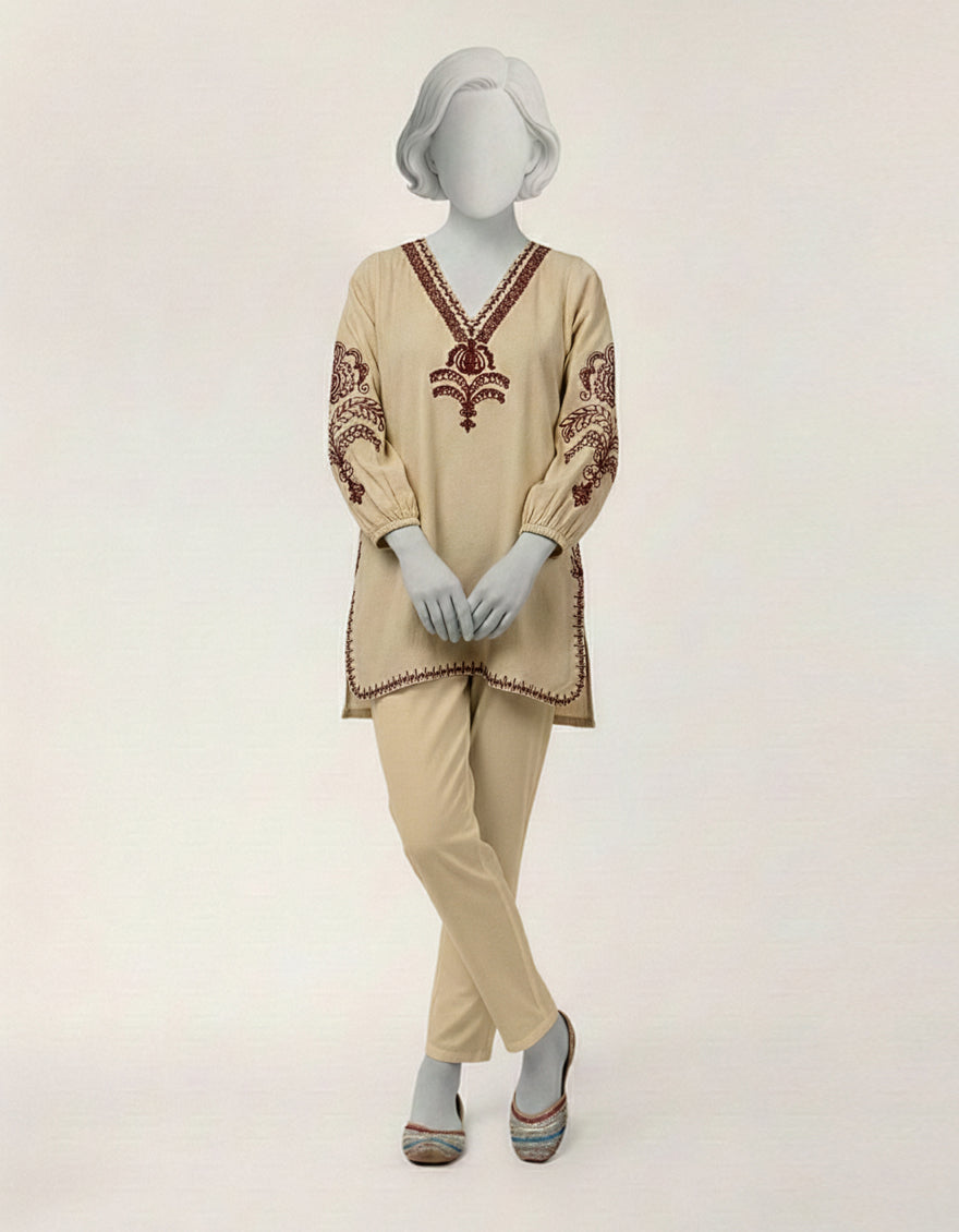 Textured Off White Kurti - J. Junaid Jamshed