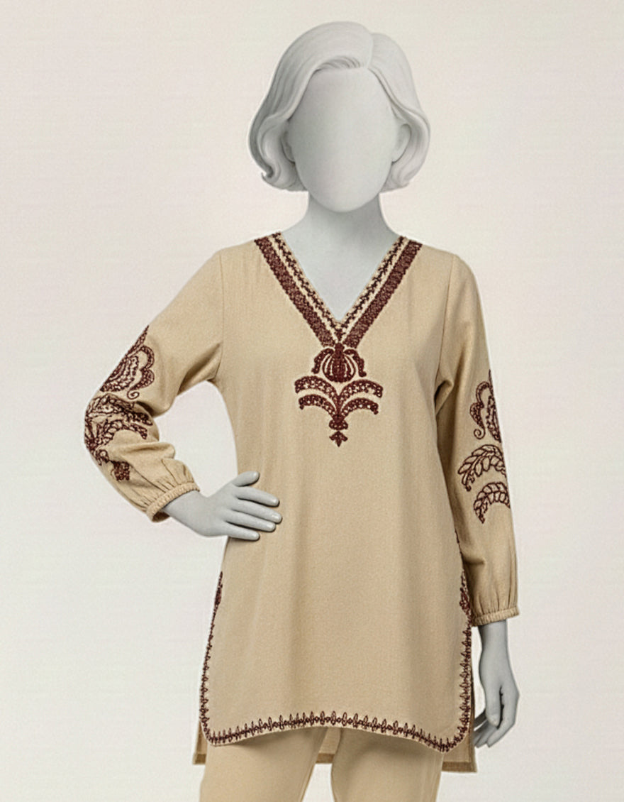 Textured Off White Kurti - J. Junaid Jamshed