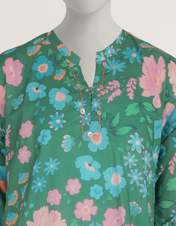 Lawn Green Kurti - J. Junaid Jamshed