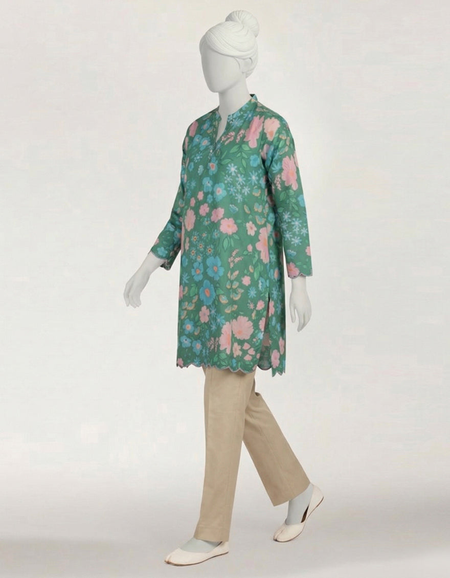 Lawn Green Kurti - J. Junaid Jamshed