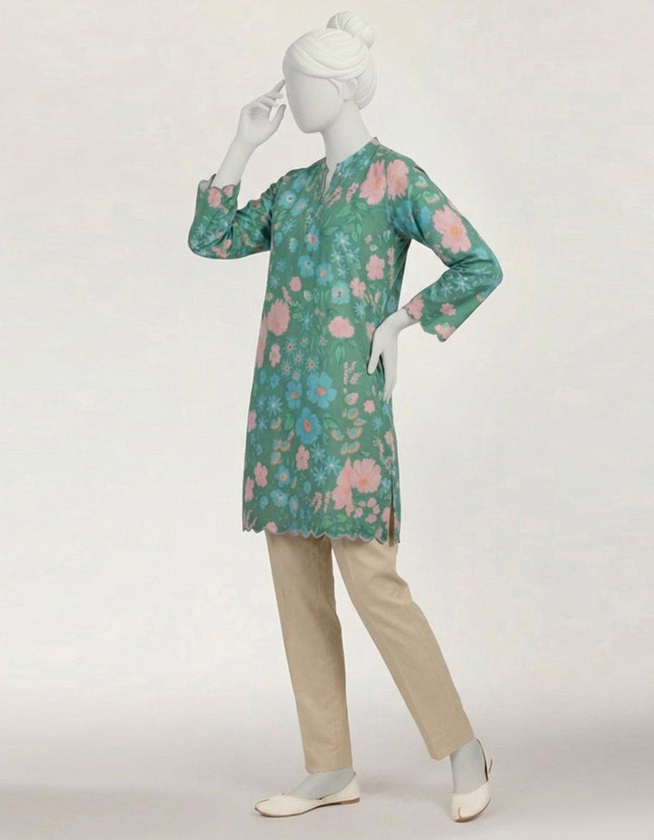 Lawn Green Kurti - J. Junaid Jamshed