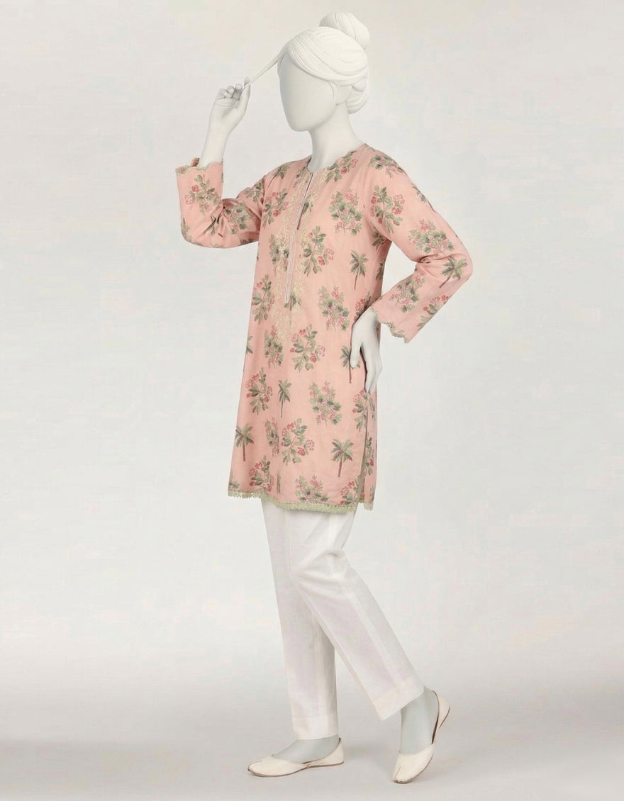 Lawn Pink Kurti - J. Junaid Jamshed