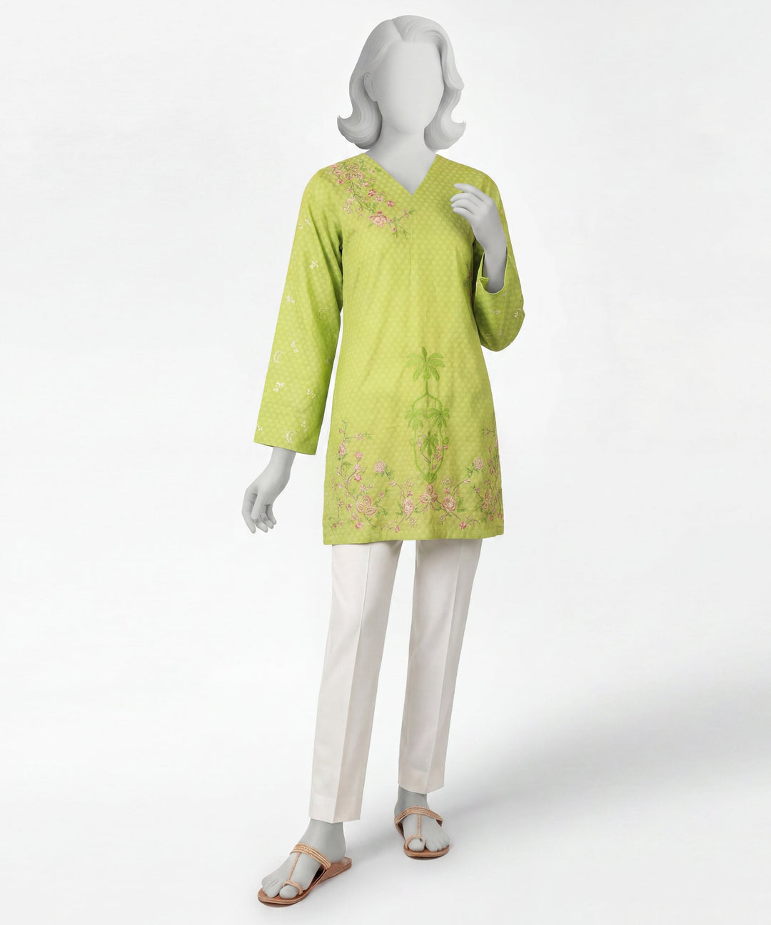 Dobby Green Kurti - J. Junaid Jamshed