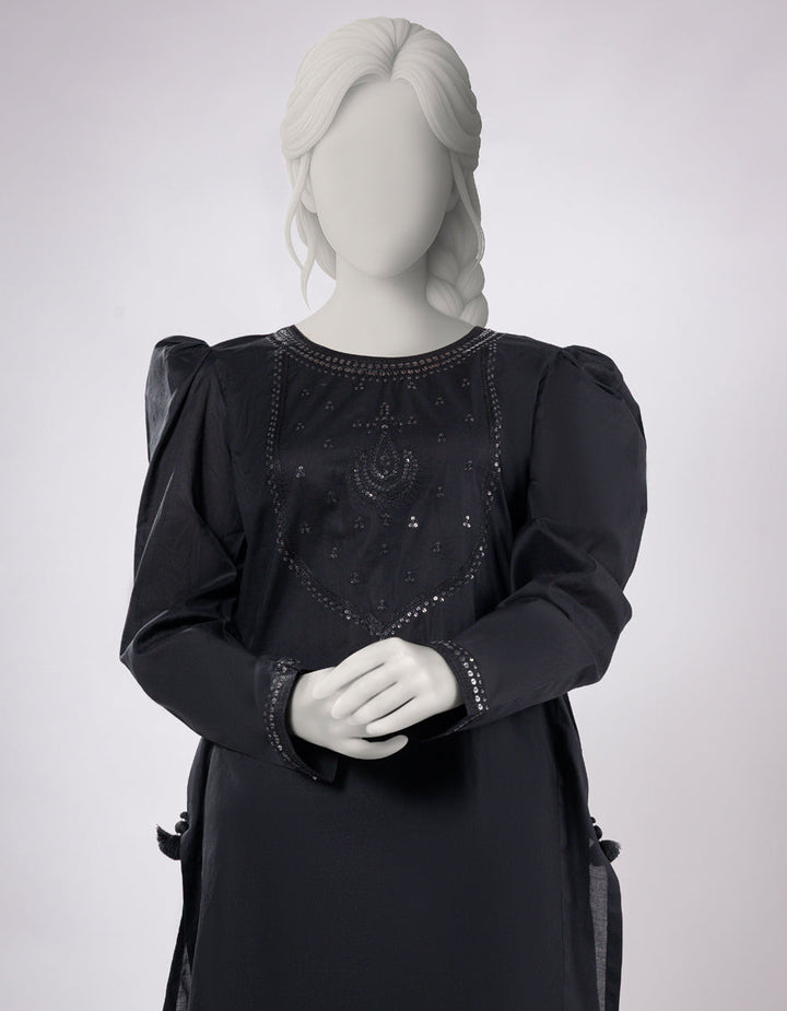 Lawn Black Stitched Suit - J. Junaid Jamshed