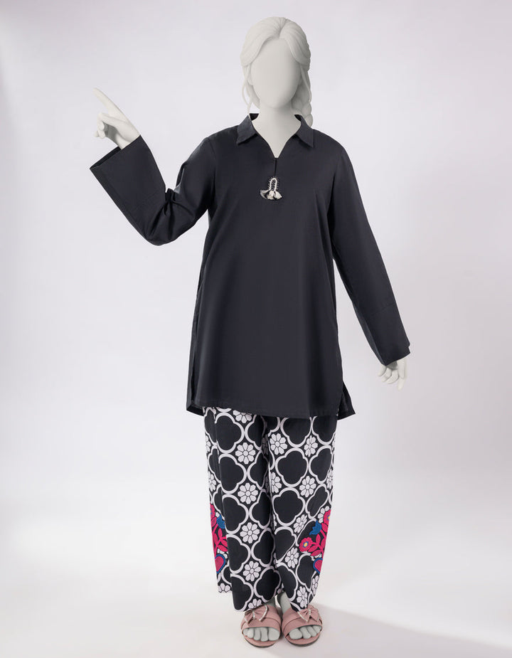 Lawn Black Stitched Suit - J. Junaid Jamshed