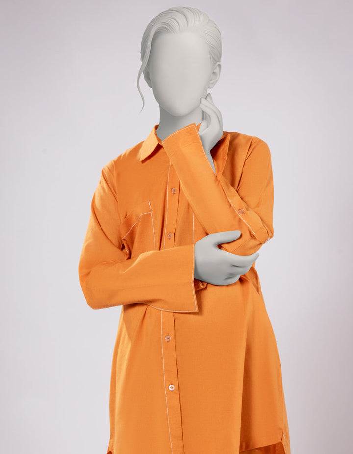 Lawn Orange Stitched Suit - J. Junaid Jamshed