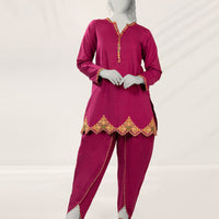 Khaddar Purple Stitched Suit - J. Junaid Jamshed