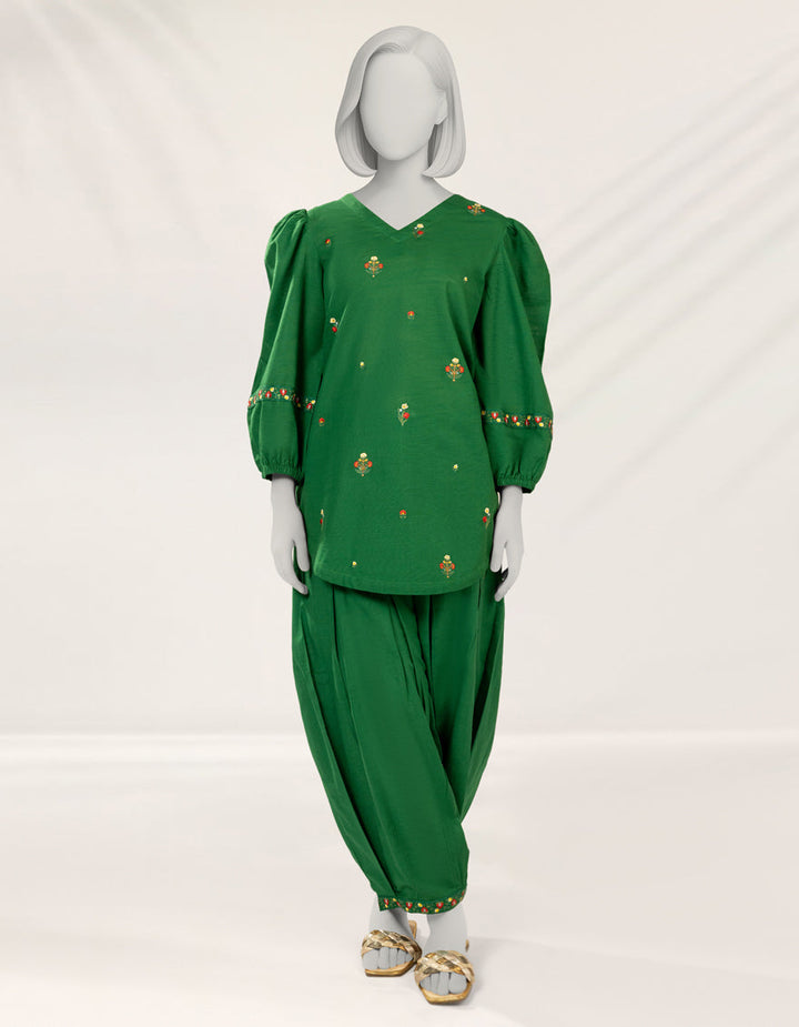 Khaddar Green Stitched Suit - J. Junaid Jamshed