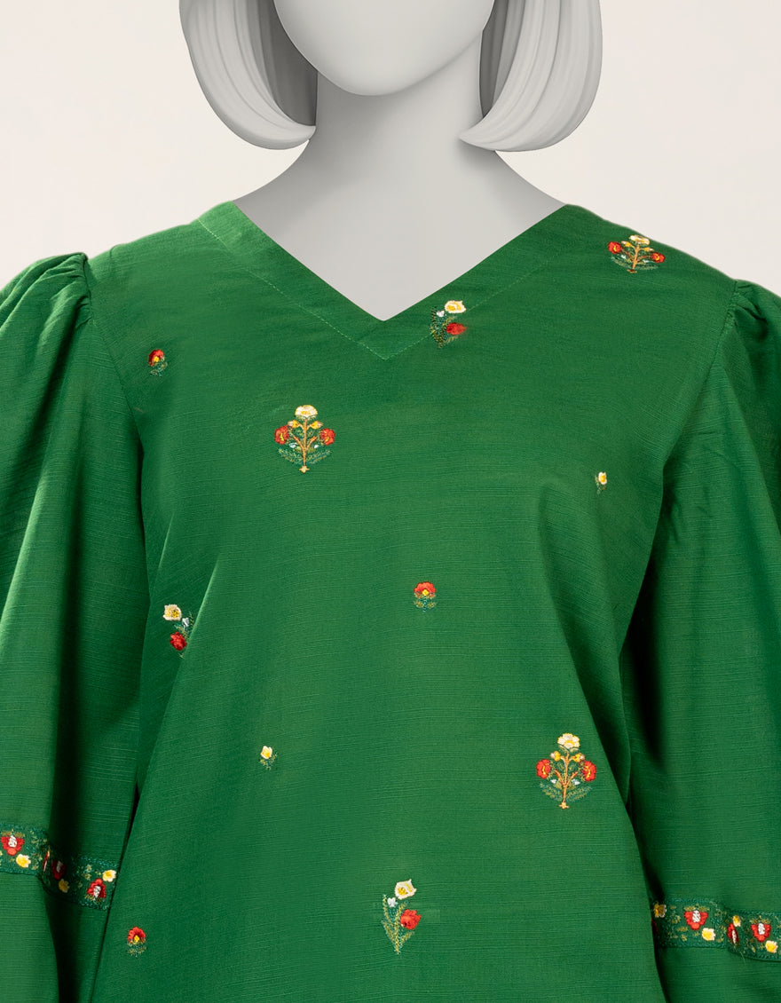 Khaddar Green Stitched Suit - J. Junaid Jamshed