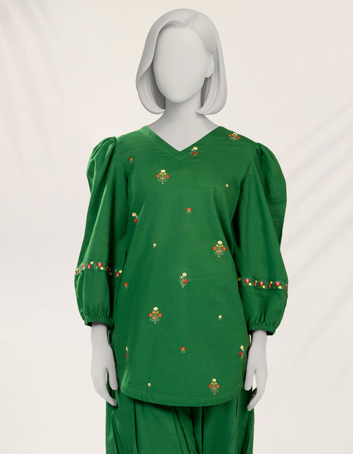 Khaddar Green Stitched Suit - J. Junaid Jamshed