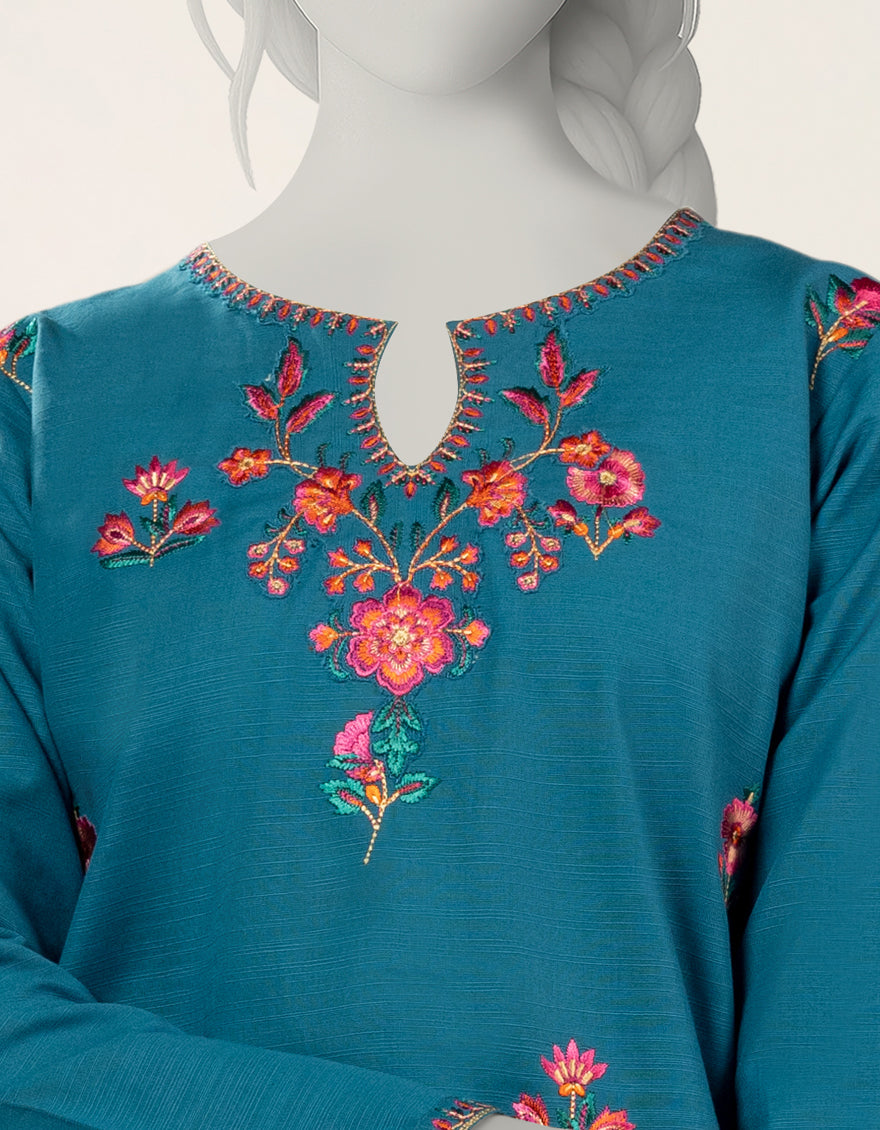 Khaddar Blue Stitched Suit - J. Junaid Jamshed