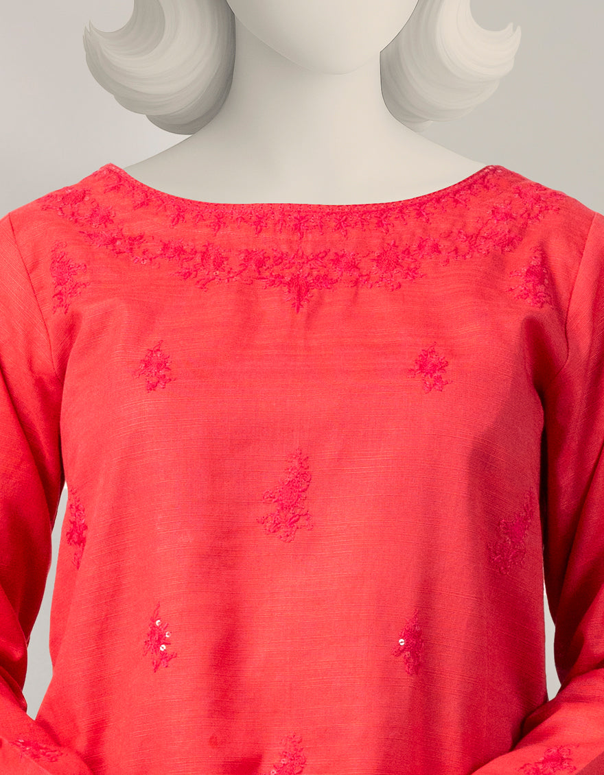 Khaddar Pink Stitched Suit - J. Junaid Jamshed