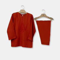 Khaddar Orange Stitched Suit - J. Junaid Jamshed