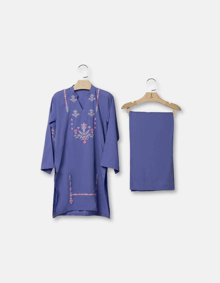Cambric Purple Stitched Suit - J. Junaid Jamshed