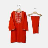 Cambric Orange Stitched Suit - J. Junaid Jamshed