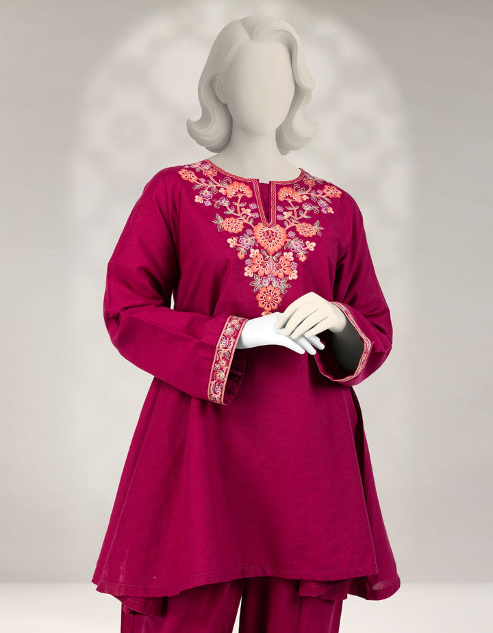 Cambric Pink Stitched Suit - J. Junaid Jamshed