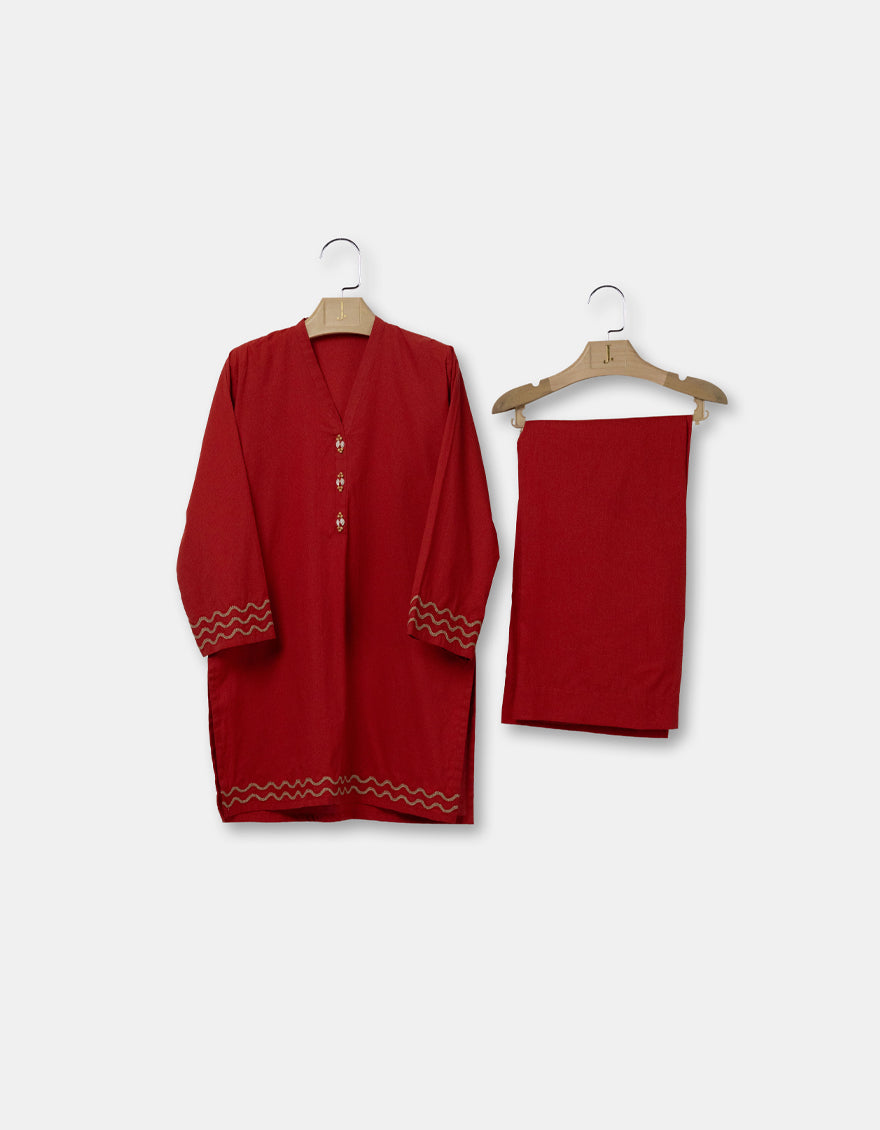 Cambric Pink Stitched Suit - J. Junaid Jamshed