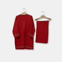 Cambric Pink Stitched Suit - J. Junaid Jamshed