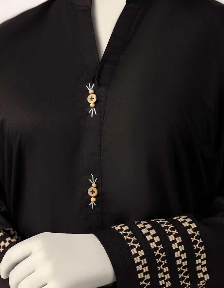 Cambric Black Stitched Suit - J. Junaid Jamshed