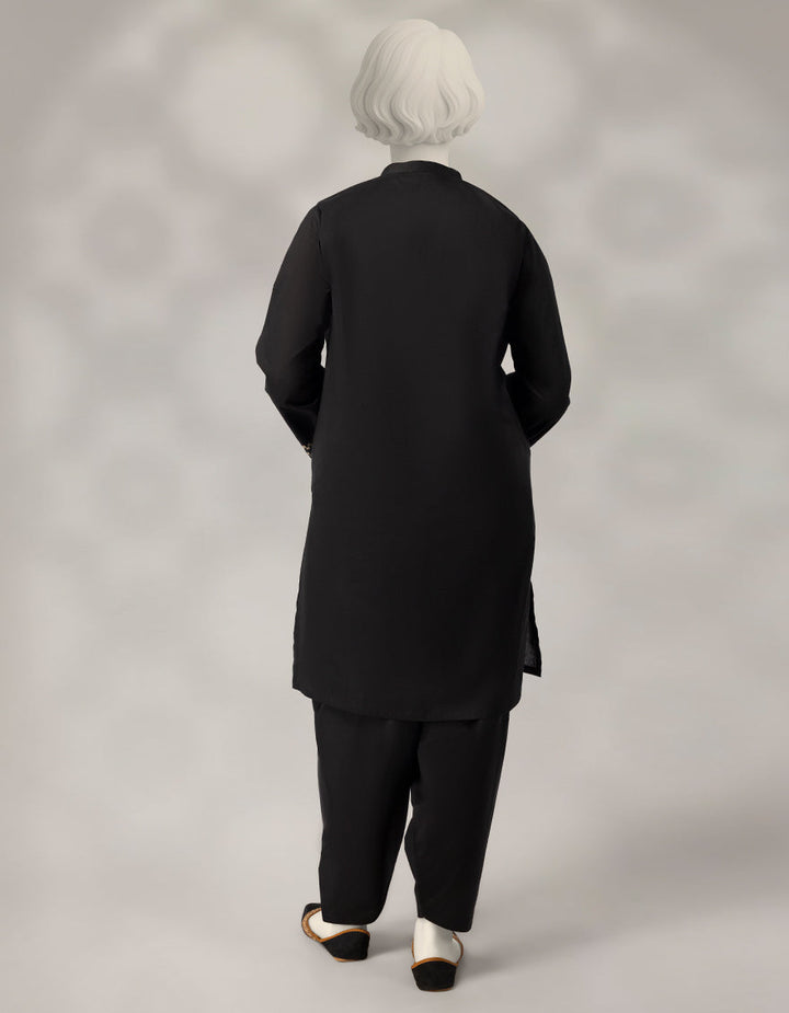 Cambric Black Stitched Suit - J. Junaid Jamshed