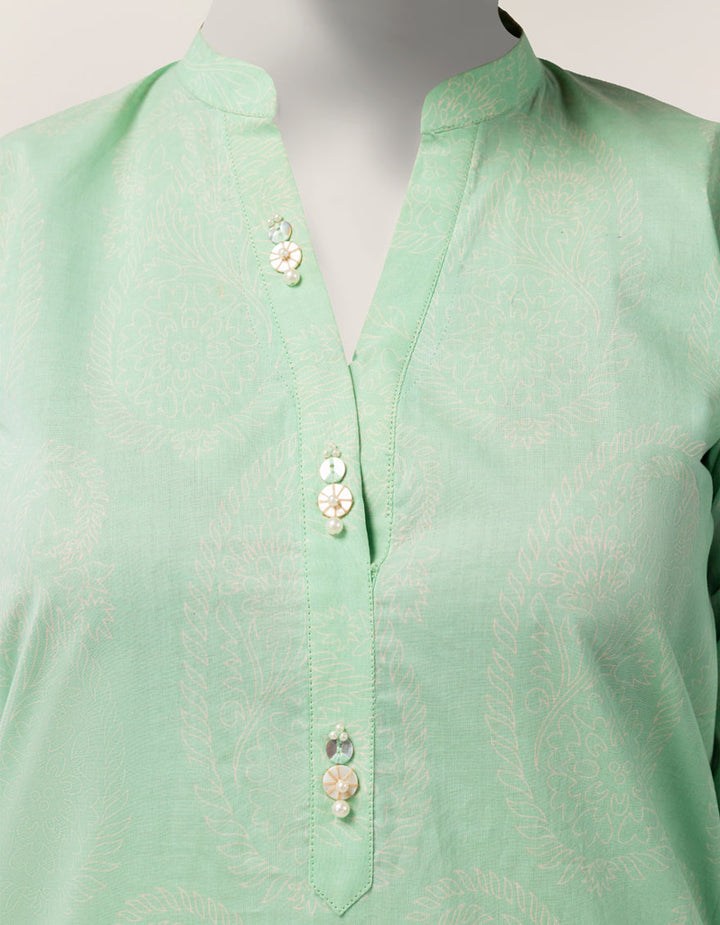 Lawn Green Stitched Suit - J. Junaid Jamshed