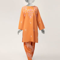 Lawn Orange Stitched Suit - J. Junaid Jamshed