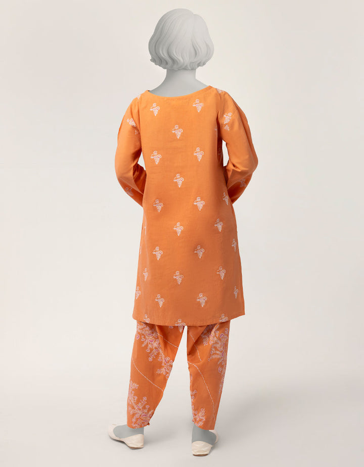 Lawn Orange Stitched Suit - J. Junaid Jamshed