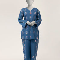 Lawn Blue Stitched Suit - J. Junaid Jamshed