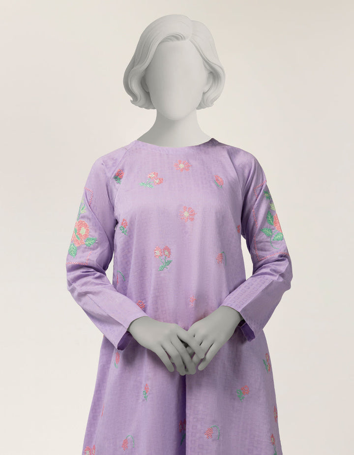 Dobby Lilac Stitched Suit - J. Junaid Jamshed