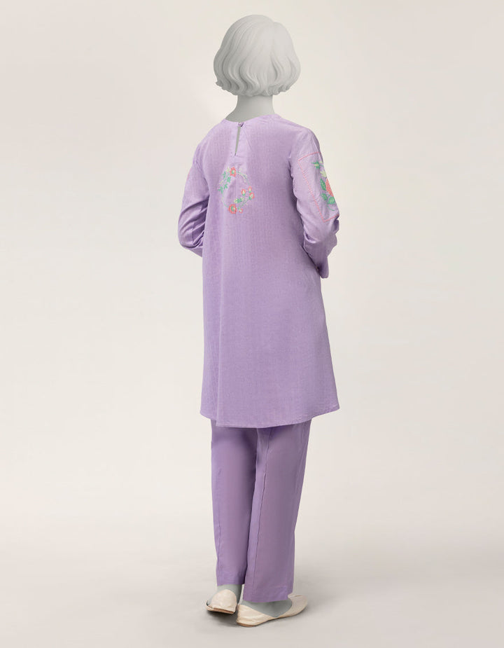Dobby Lilac Stitched Suit - J. Junaid Jamshed